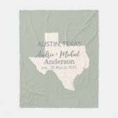 Couverture Polaire Texas State Map Couple Nom et Mariage de date (Devant)