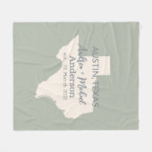 Couverture Polaire Texas State Map Couple Nom et Mariage de date (Devant (Horizontal))