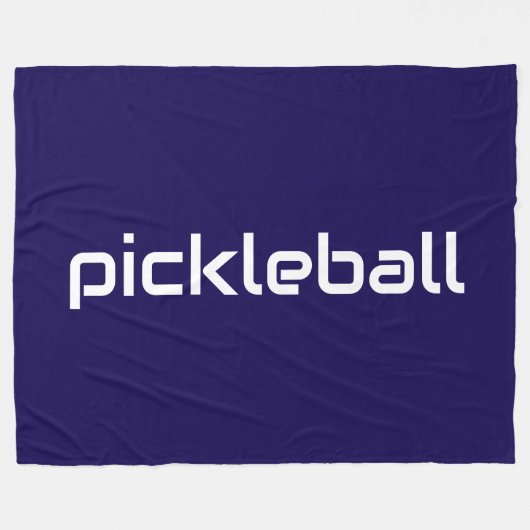 Couverture Polaire Texte blanc moderne PICKLEBALL sur Deep Navy Blue (Devant (Horizontal))