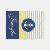 Couverture Polaire Texte bleu jaune nautique confortable de coutume (Devant (Horizontal))