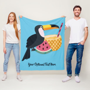 Couverture Polaire Texte et couleur personnalisés Illustration Toucan