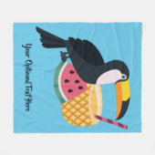 Couverture Polaire Texte et couleur personnalisés Illustration Toucan (Devant (Horizontal))