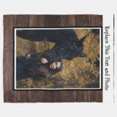 Couverture Polaire Texte et photo personnalisés / Bois rustique (Devant (Horizontal))