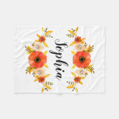 Couverture Polaire Texte floral de corail de coutume de guirlande (Devant (Horizontal))