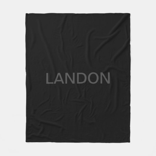 Couverture Polaire Texte Moderne Éditable | Gris Foncé & Noir (Devant)