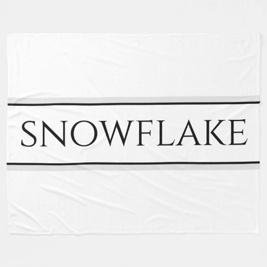 Couverture Polaire Texte moderne noir blanc gris rayures SNOWFLAKE (Devant (Horizontal))