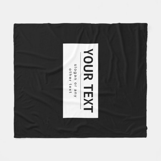 Couverture Polaire Texte modifiable moderne en gras | Noir & Blanc (Devant (Horizontal))