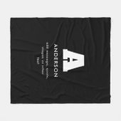 Couverture Polaire Texte Monogramme Modifiable | Noir & Blanc (Devant (Horizontal))