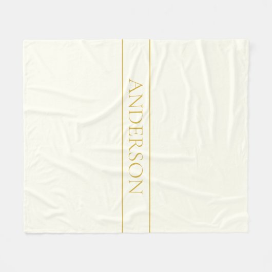 Couverture Polaire Texte personnalisable simple et élégant | Or blanc (Devant (Horizontal))