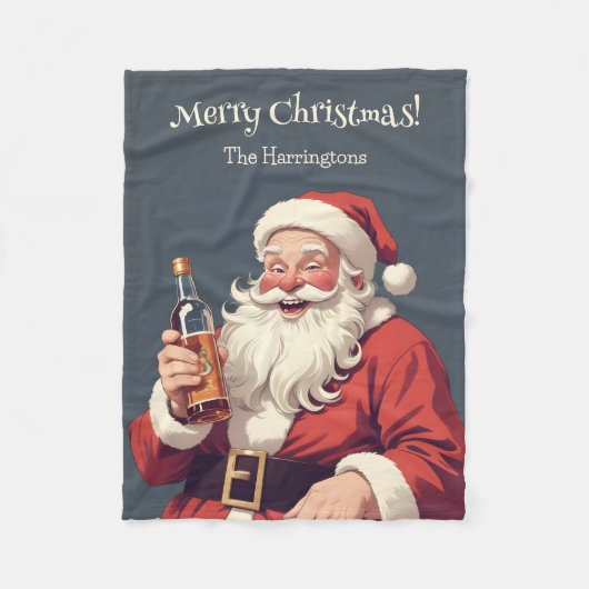 Couverture Polaire Texte personnalisé amusant Drunk Père Noël (Devant)
