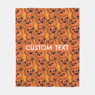 Couverture Polaire Texte personnalisé Halloween Citrouilles heureuses