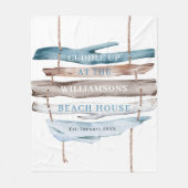 Couverture Polaire Texte personnalisé, Plage de bois flotté côtier Th (Devant)