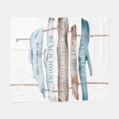 Couverture Polaire Texte personnalisé, Plage de bois flotté côtier Th (Devant (Horizontal))