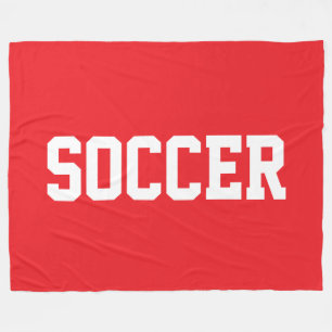 Couverture Polaire Texte SOCCER blanc gras et amusant sur fond rouge