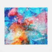 Couverture Polaire Texture Abstraite faite à la main. Bleu marbré et (Devant (Horizontal))