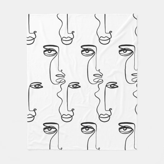 Couverture Polaire Texture avec faces abstraites. Une ligne continue (Devant)
