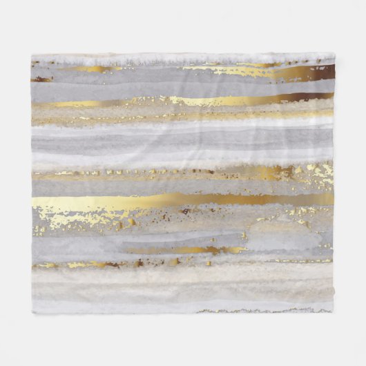 Couverture Polaire Texture d'aquarelle en or gris luxe (Devant (Horizontal))