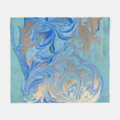 Couverture Polaire Texture d'aquarelle liquide en or bleu (Devant (Horizontal))