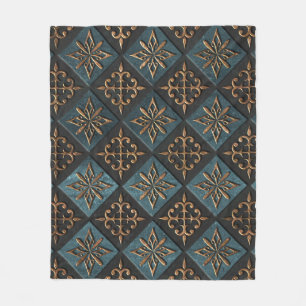 Couverture Polaire Texture de bronze avec motif de sculpture.