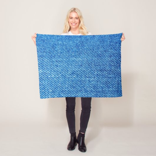 Couverture Polaire Texture de Denim bleu (En situation)
