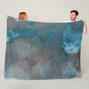 Couverture Polaire Texture de marbre bleu et gris