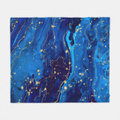 Couverture Polaire Texture de marbre bleu or luxueux (Devant (Horizontal))