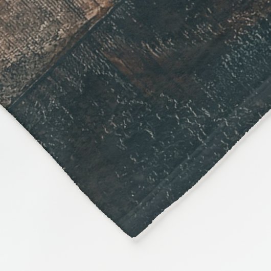 Couverture Polaire Texture en bois rustique et monogramme de cerfs su (Coin)