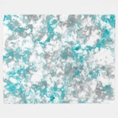 Couverture Polaire texture gris turquoise et marbre blanc (Devant (Horizontal))