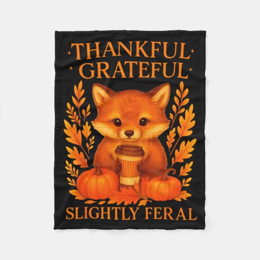 Couverture Polaire Thankful Grateful Slightly Feral Funny Raccoon Tha (Devant)