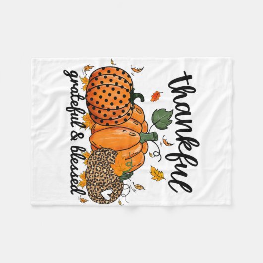 Couverture Polaire Thankful Pumpkin Grateful And Blessed  (Devant (Horizontal))