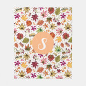 Couverture Polaire Thanksgiving Automne Feuilles Monogramme Motif (Devant)