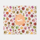 Couverture Polaire Thanksgiving Automne Feuilles Monogramme Motif (Devant (Horizontal))