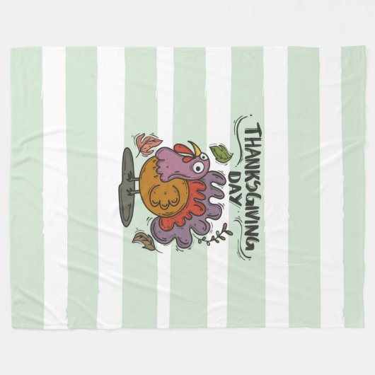 Couverture Polaire Thanksgiving Day Turkey Art - Classique automne (Devant (Horizontal))