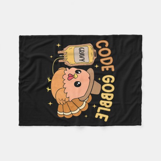Couverture Polaire Thanksgiving Nurse Code Gobble Funny Turkey Rn Cna (Devant (Horizontal))