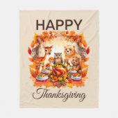 Couverture Polaire Thanksgiving Woodland Animaux Feuilles d'automne (Devant)
