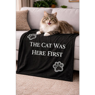 Couverture Polaire The Cat Was Here First Minimalist Pillow