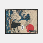 Couverture Polaire The Great Wave Kanagawa Funny Japanese Surfing Cat (Devant (Horizontal))