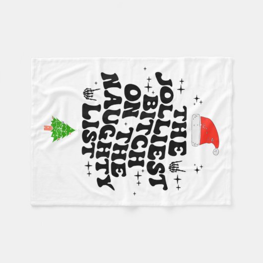 Couverture Polaire The Jolliest On The Naughty List Funny Christmas (Devant (Horizontal))