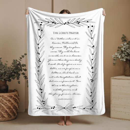Couverture Polaire The Lord's Prayer Fleece Blanket Bible Verse Gift