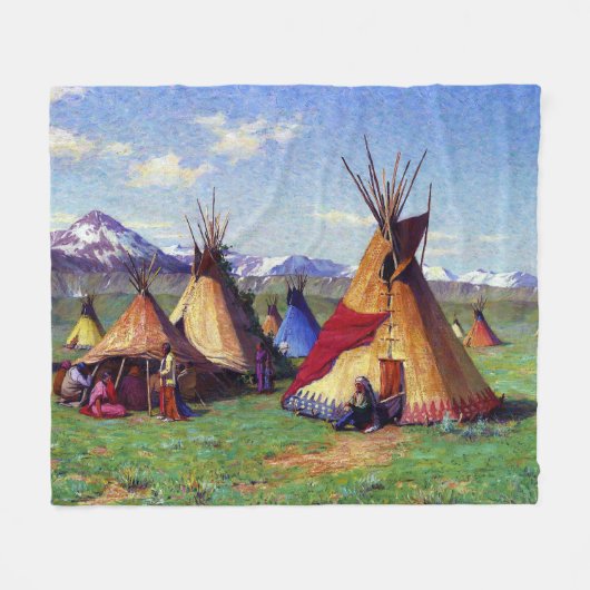 Couverture Polaire The Medicine Teepee Joseph Henry Sharp 1903 (Devant (Horizontal))