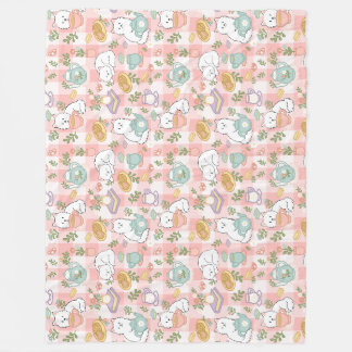 Couverture Polaire Thé pastel chat rose High Tea