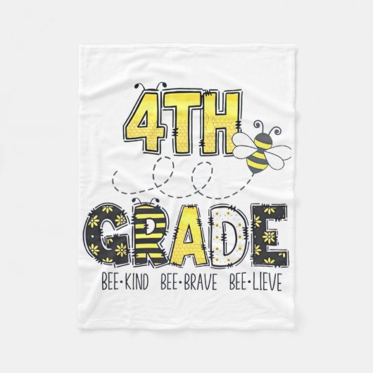 Couverture Polaire Thème abeille 4e année retour à l'école pour les e (Devant)