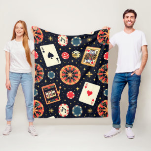 Couverture Polaire Thème de motif de casino sur fond noir