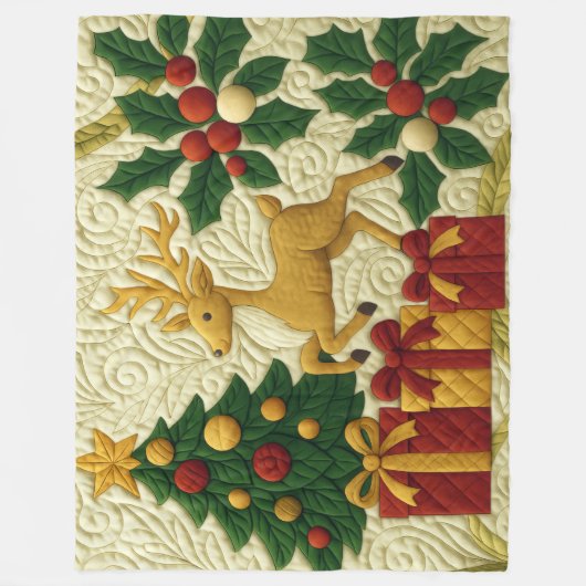 Couverture Polaire Thème de Noël Arbre Reindeer Cadeaux Reindeer Look (Devant)
