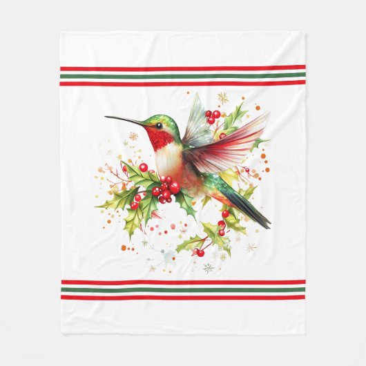 Couverture Polaire Thème de Noël festif Colibri (Devant)