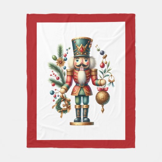 Couverture Polaire Thème de Noël Nutcracker sur blanc (Devant)