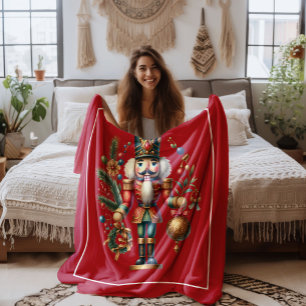 Couverture Polaire Thème de Noël Nutcracker sur rouge