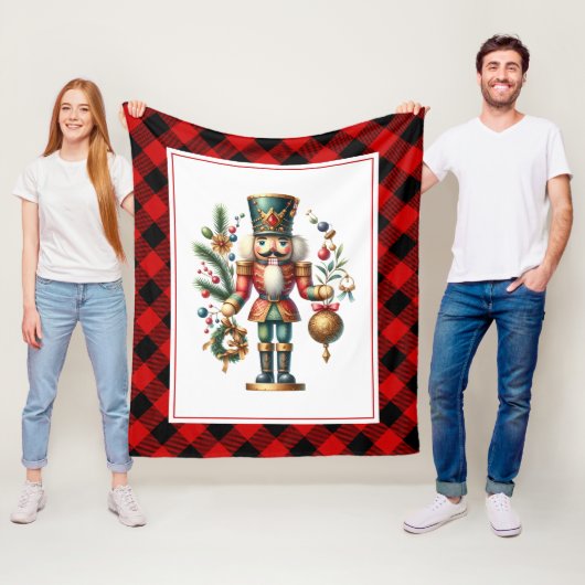 Couverture Polaire Thème de Noël Nutcracker Tartan (En situation)