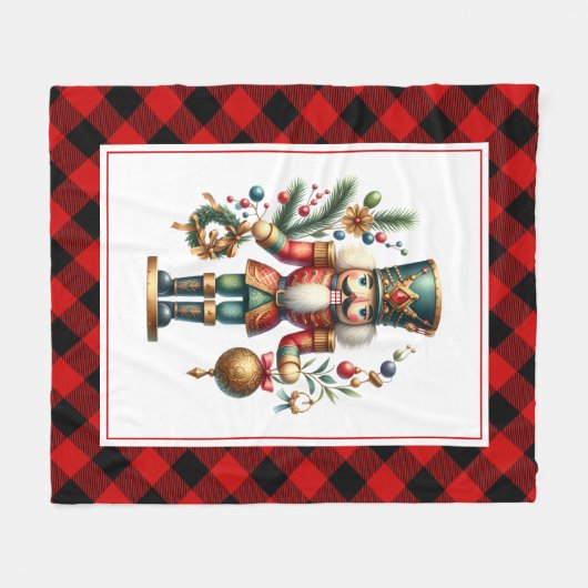 Couverture Polaire Thème de Noël Nutcracker Tartan (Devant (Horizontal))