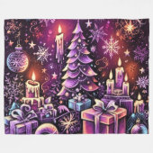 Couverture Polaire Thème de Noël violet Dessin dur Pastel (Devant (Horizontal))